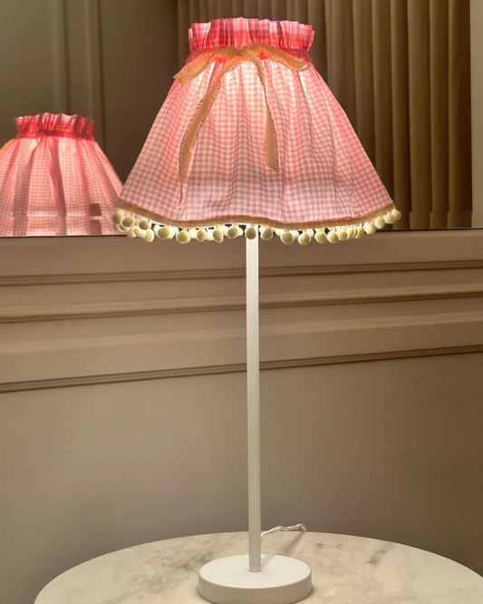 CHARMED LAMPS Gingham in Pink Skirted Table Lamp