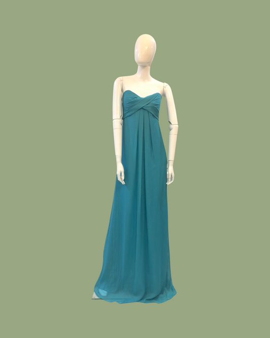 NICOLE MILLER Streaked Lurex Strapless Long Gown