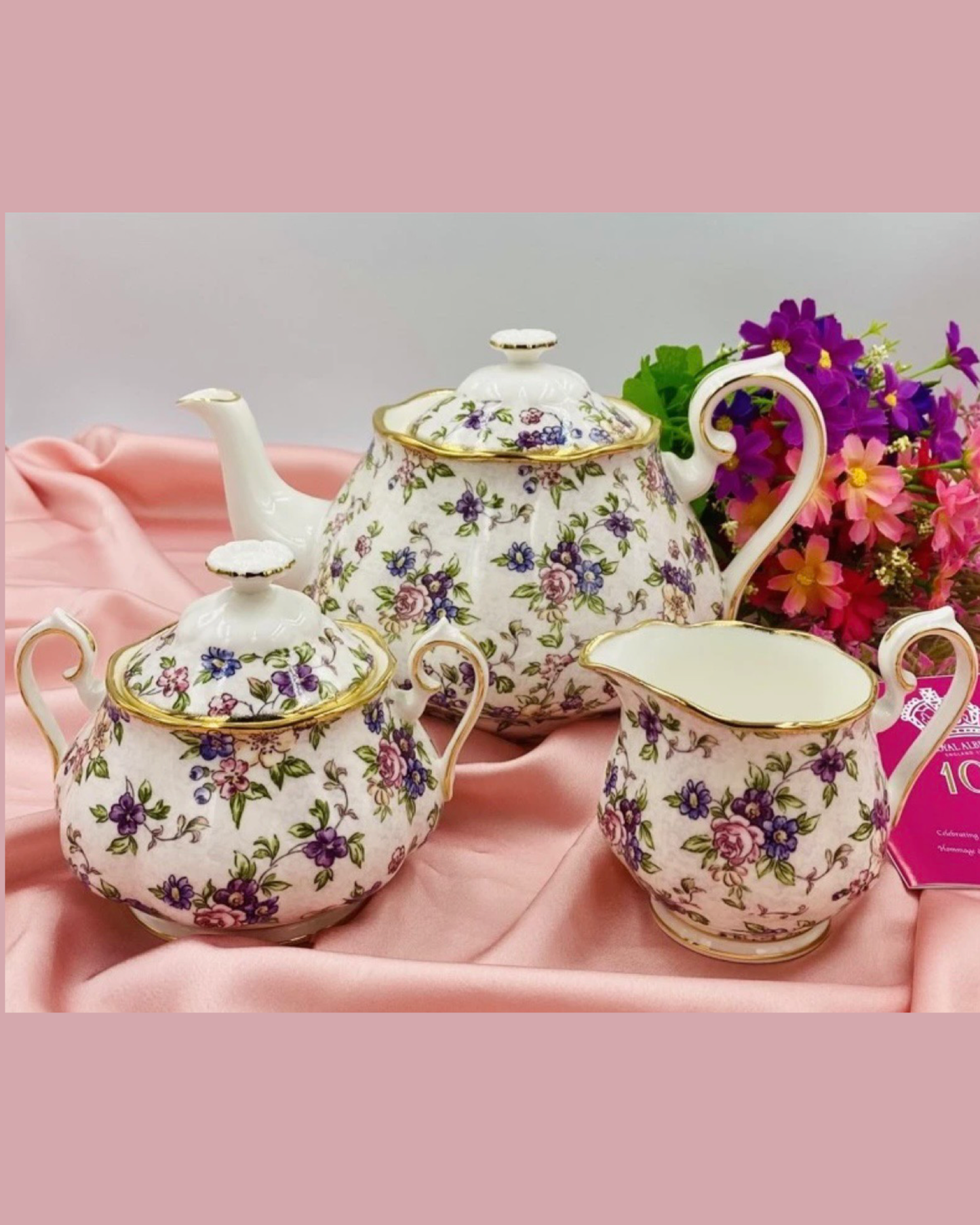 ROYAL ALBERT 100 Years Chintz 3pc Teapot Set