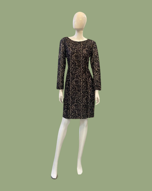Lace Mini Dress in Black & Ivory
